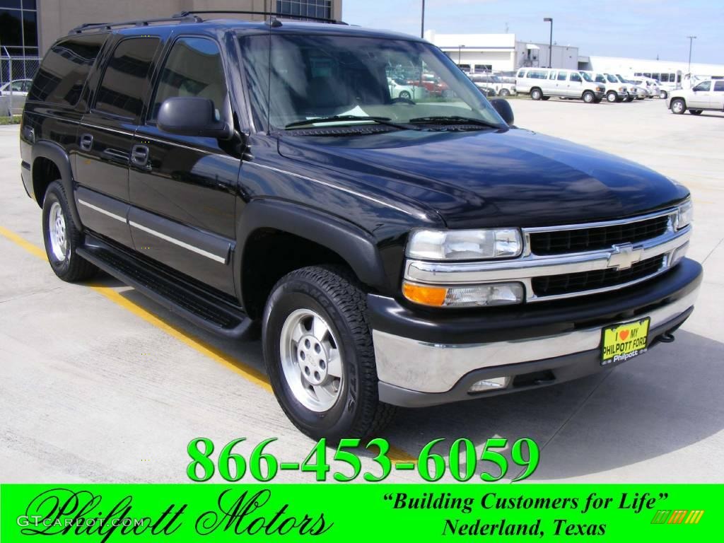 2003 Suburban 1500 LT 4x4 - Black / Tan/Neutral photo #1