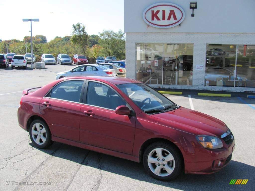 2008 Spectra EX Sedan - Spicy Red / Gray photo #1