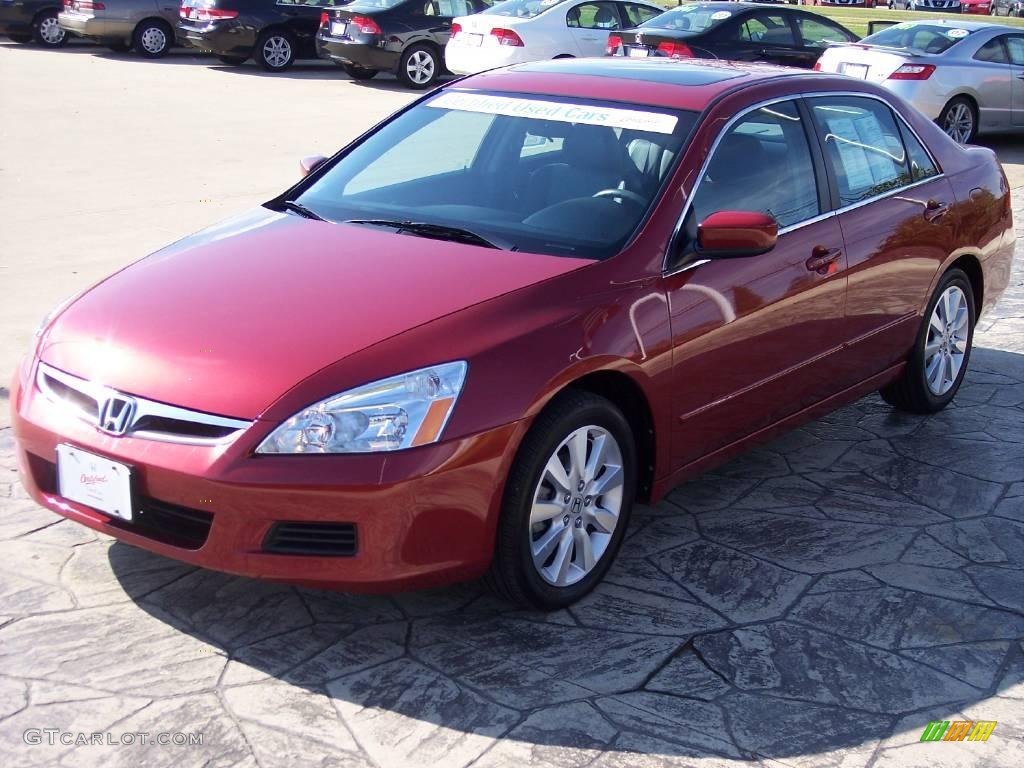 2007 Accord EX-L V6 Sedan - Moroccan Red Pearl / Gray photo #2