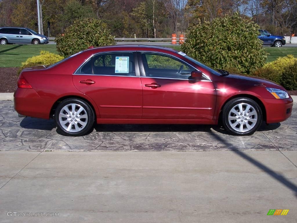 2007 Accord EX-L V6 Sedan - Moroccan Red Pearl / Gray photo #3