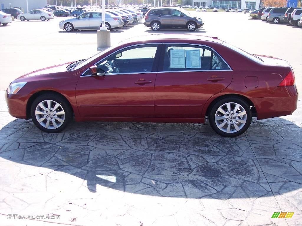2007 Accord EX-L V6 Sedan - Moroccan Red Pearl / Gray photo #4