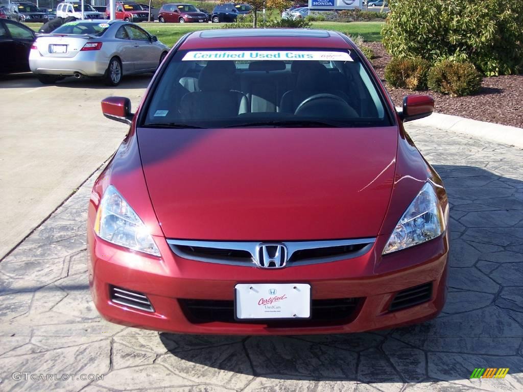 2007 Accord EX-L V6 Sedan - Moroccan Red Pearl / Gray photo #5