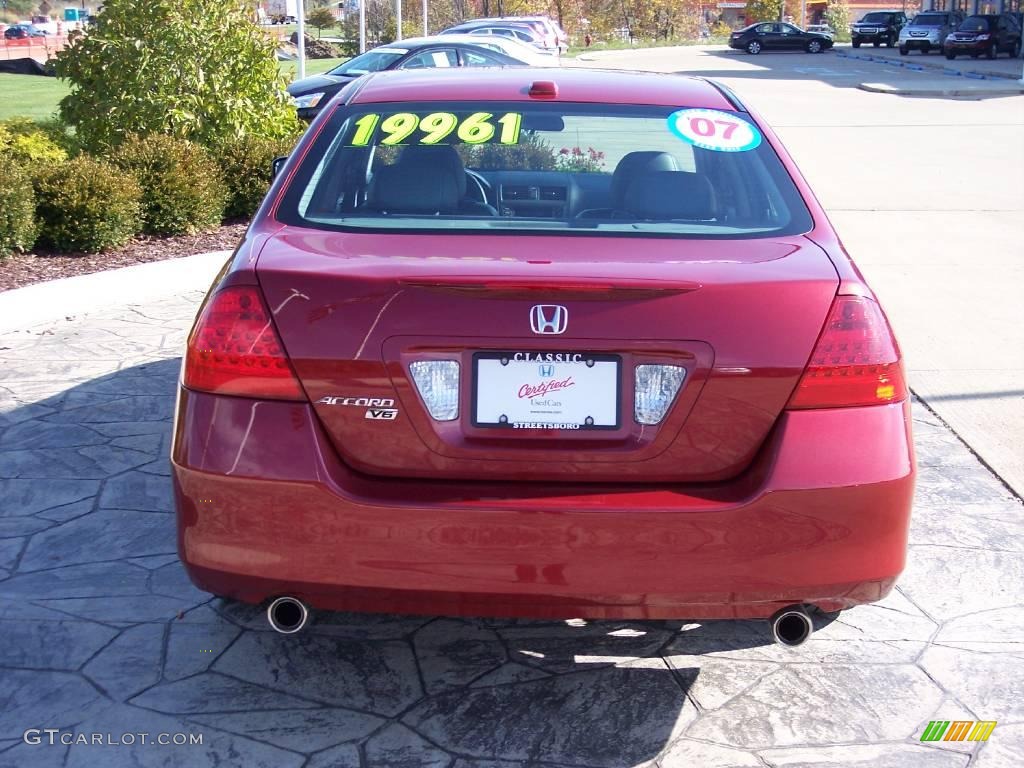 2007 Accord EX-L V6 Sedan - Moroccan Red Pearl / Gray photo #6