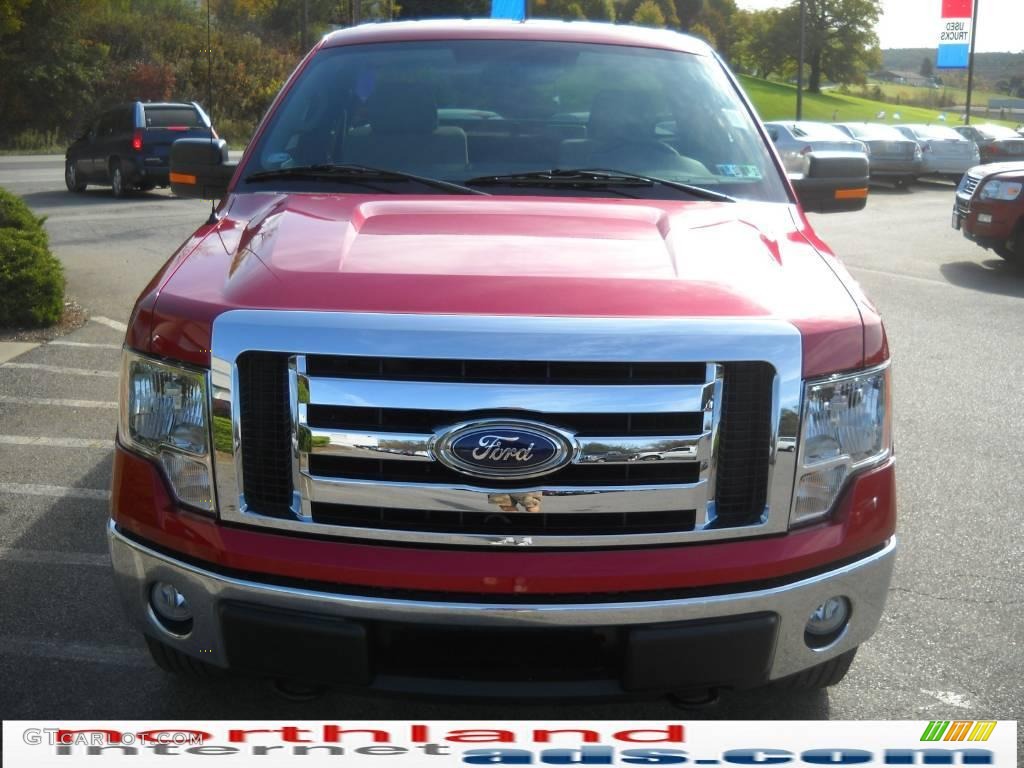 2010 F150 XLT Regular Cab 4x4 - Red Candy Metallic / Tan photo #3