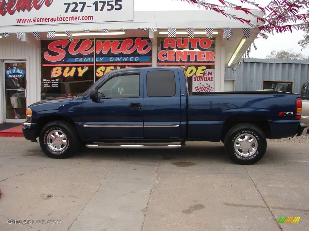 2003 Sierra 1500 SLT Extended Cab 4x4 - Marine Blue Metallic / Neutral photo #1