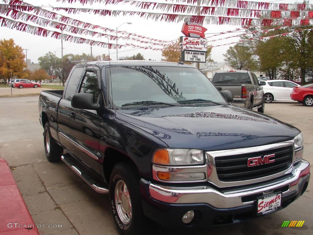 2003 Sierra 1500 SLT Extended Cab 4x4 - Marine Blue Metallic / Neutral photo #11