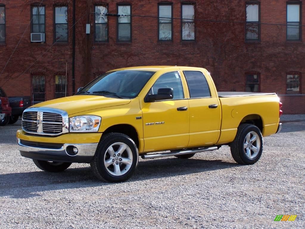 2007 Ram 1500 SLT Quad Cab 4x4 - Detonator Yellow / Medium Slate Gray photo #1