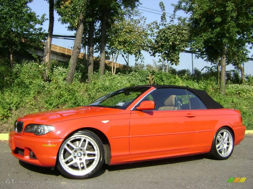2004 3 Series 330i Convertible - Electric Red / Natural Brown photo #4