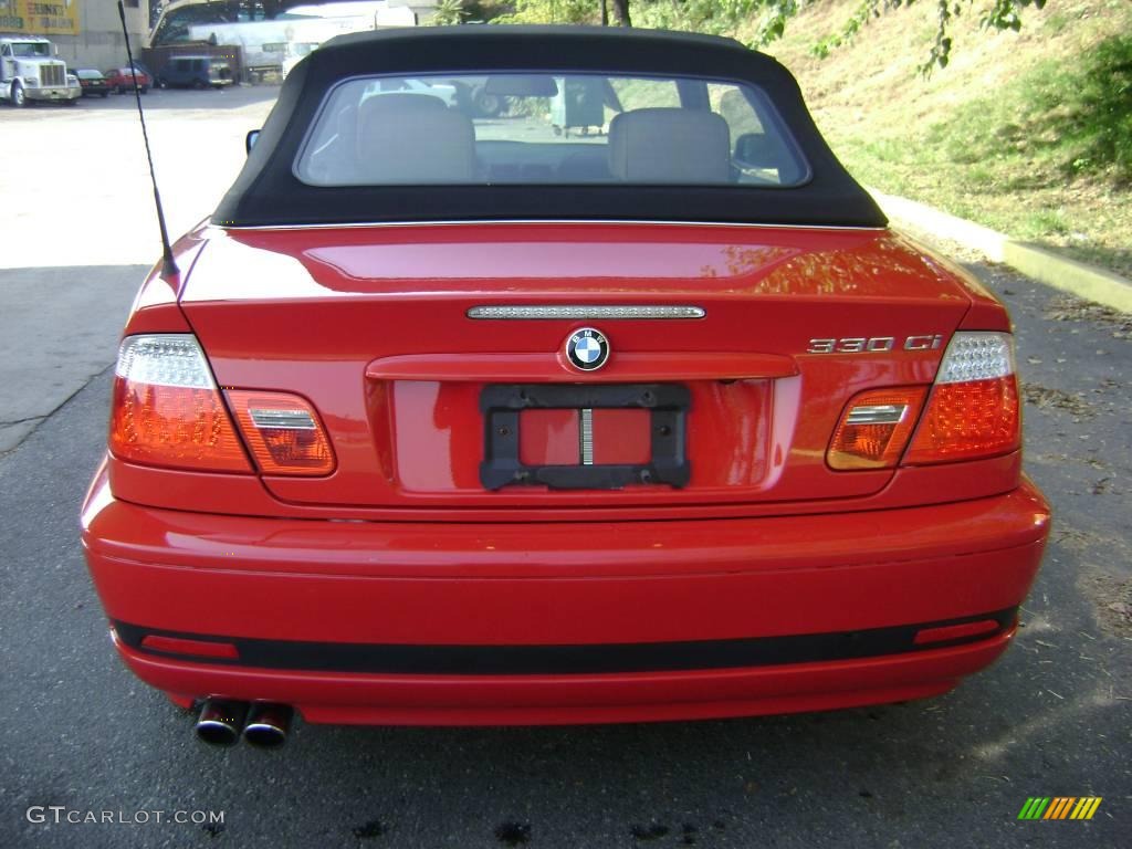 2004 3 Series 330i Convertible - Electric Red / Natural Brown photo #13