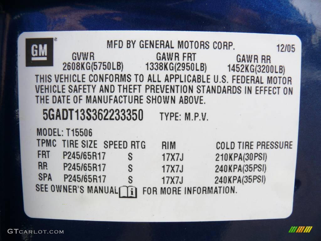 2006 Rainier CXL AWD - Deep Sapphire Blue Metallic / Cashmere photo #15