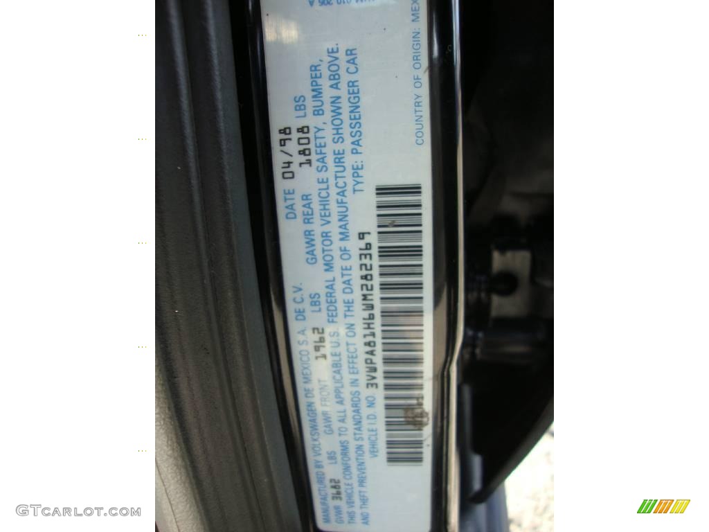 1998 Jetta Wolfsburg Sedan - Black / Grey photo #44