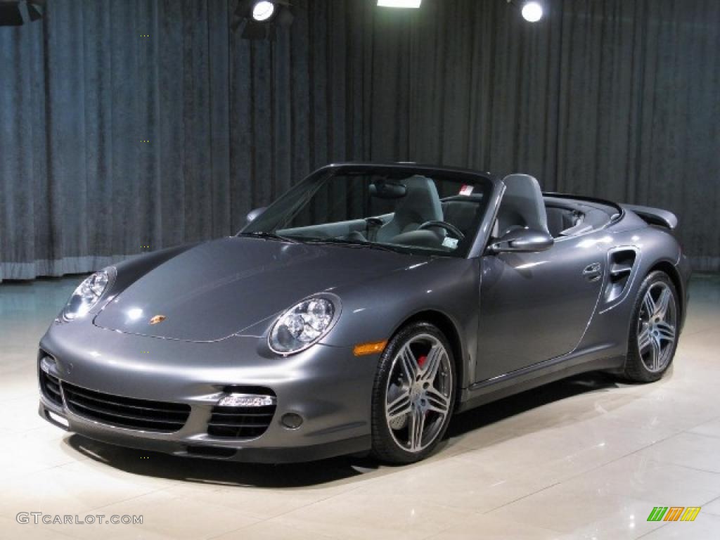 2008 911 Turbo Cabriolet - Meteor Grey Metallic / Stone Grey photo #1