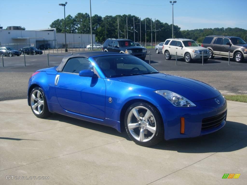 2006 350Z Touring Roadster - Daytona Blue Metallic / Frost Leather photo #3
