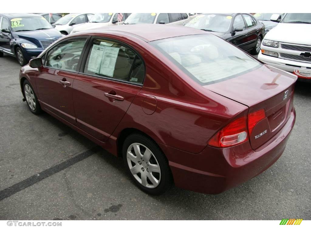 2007 Civic LX Sedan - Tango Red Pearl / Ivory photo #6