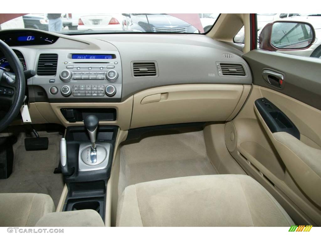 2007 Civic LX Sedan - Tango Red Pearl / Ivory photo #13