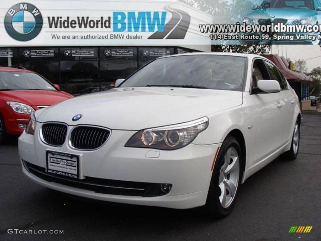 2008 5 Series 528i Sedan - Alpine White / Beige photo #1