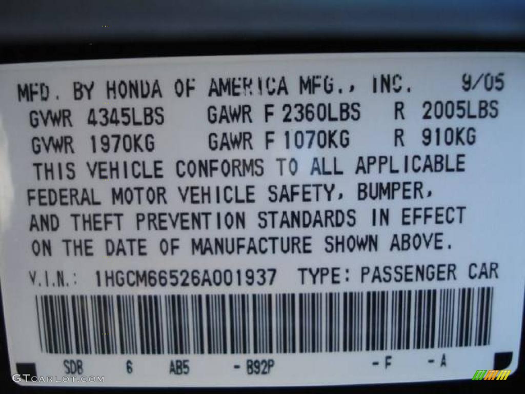 2006 Accord EX-L V6 Sedan - Nighthawk Black Pearl / Ivory photo #21