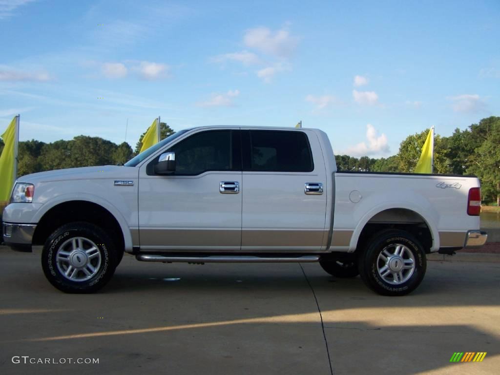 2004 F150 Lariat SuperCrew 4x4 - Oxford White / Black/Medium Flint photo #4