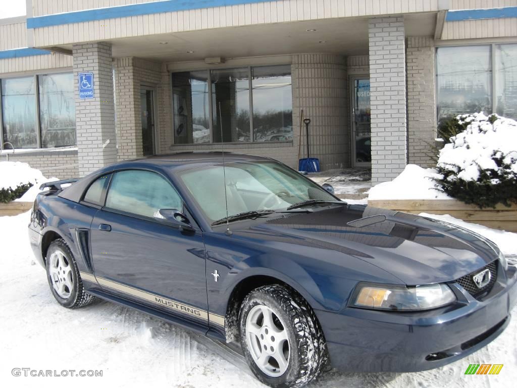 2002 Mustang V6 Coupe - True Blue Metallic / Medium Parchment photo #1
