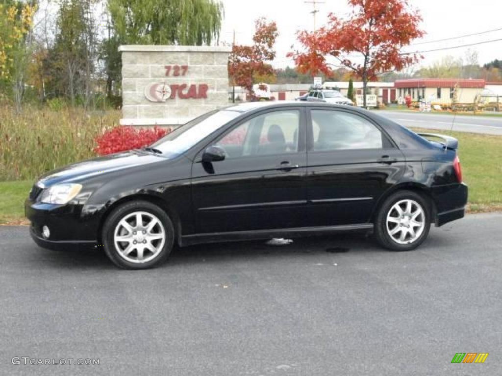 2006 Spectra SX Sedan - Ebony Black / Gray photo #1