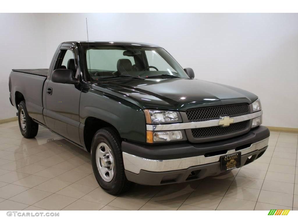 2004 Silverado 1500 Regular Cab - Dark Green Metallic / Dark Charcoal photo #1