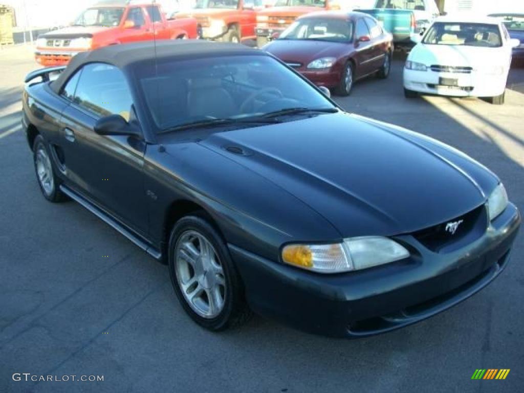 1998 Mustang GT Convertible - Dark Green Satin Metallic / Saddle photo #11