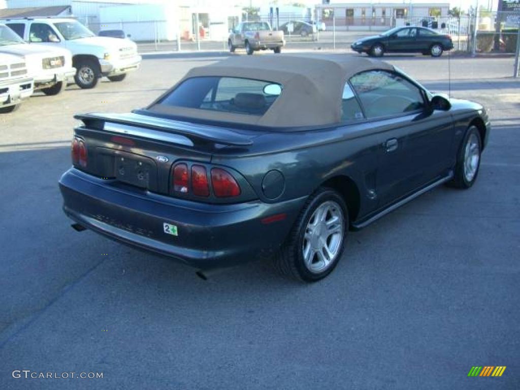 1998 Mustang GT Convertible - Dark Green Satin Metallic / Saddle photo #13