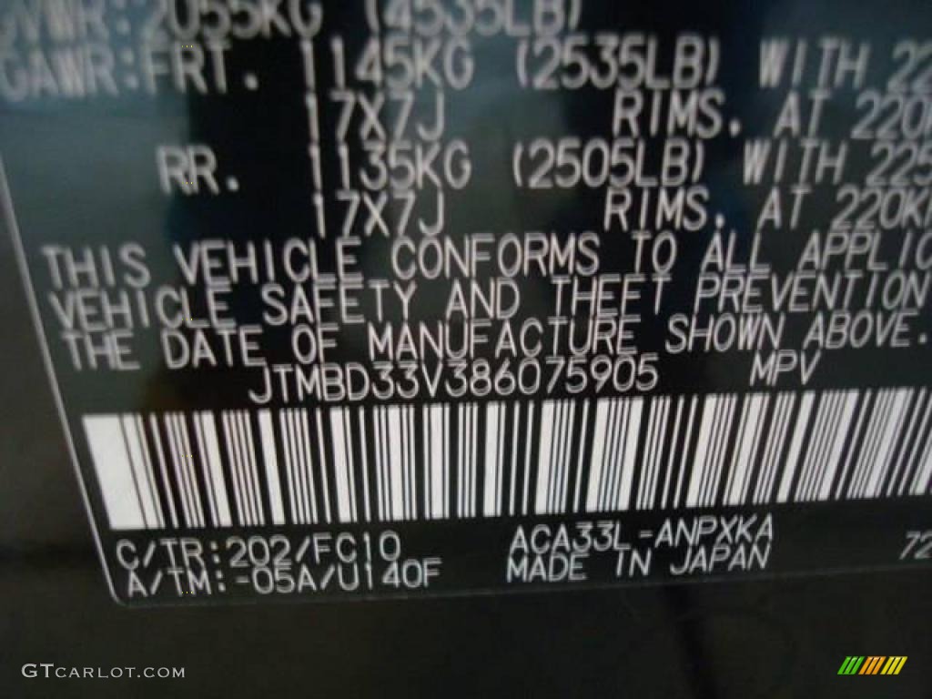 2008 RAV4 4WD - Black / Ash photo #14