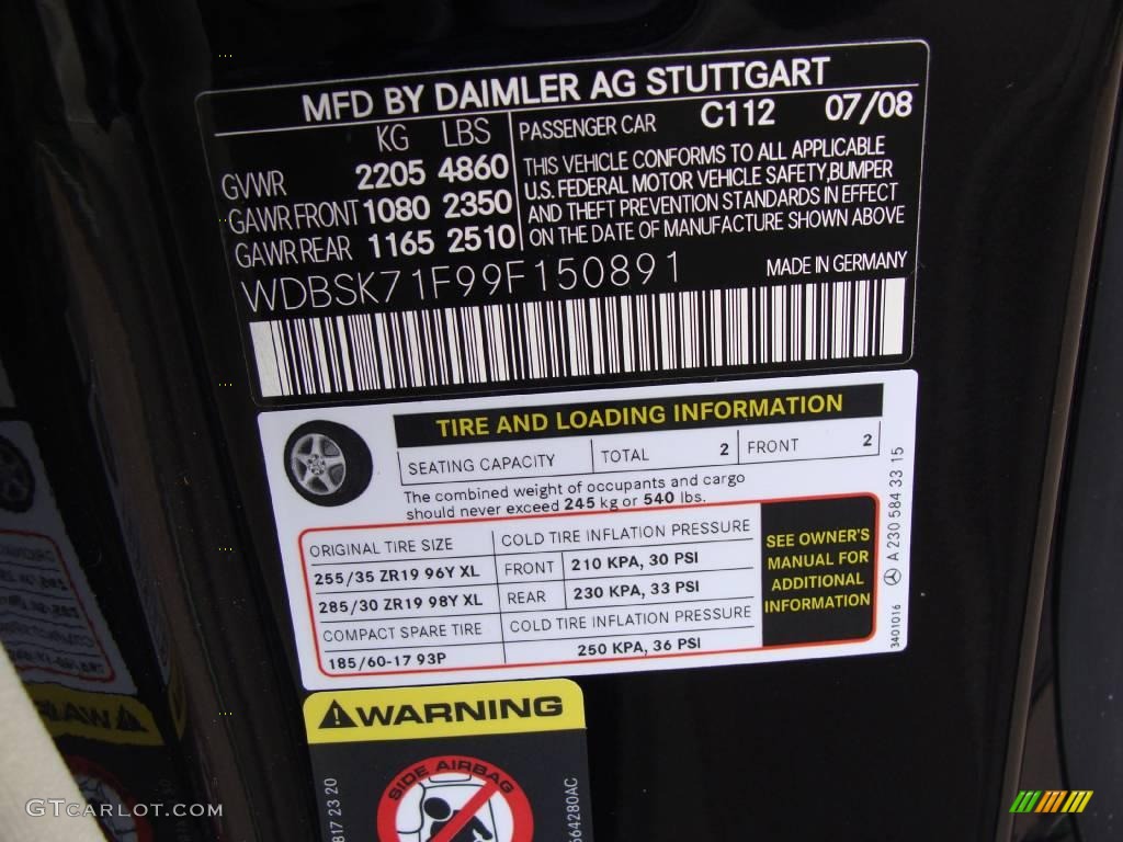 2009 SL Color Code 112 for Majestic Black Metallic Photo #20340462