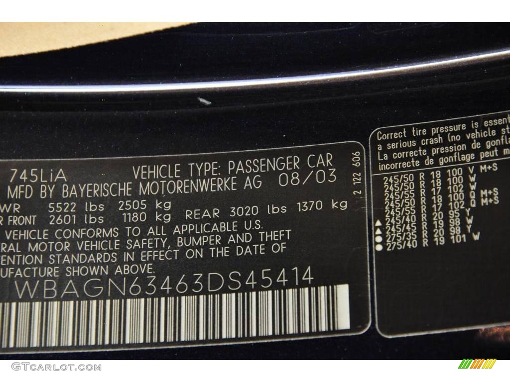 2003 7 Series 745Li Sedan - Orient Blue Metallic / Dark Beige/Beige III photo #12