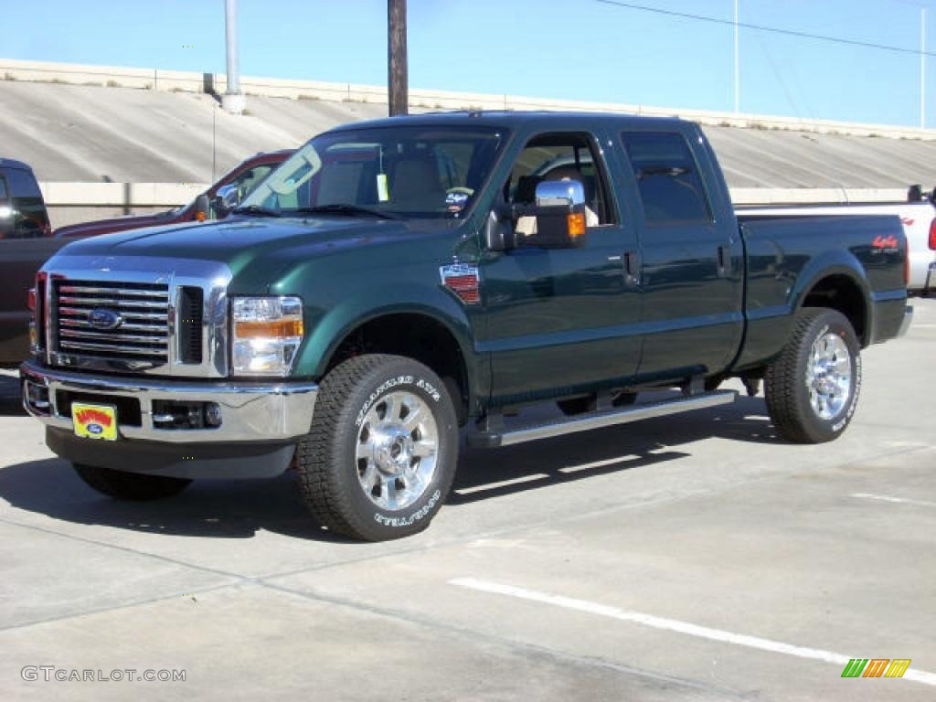 2009 F250 Super Duty Lariat Crew Cab 4x4 - Forest Green Metallic / Camel photo #5