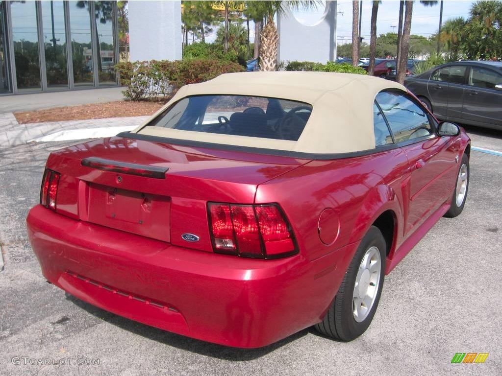 1999 Mustang V6 Convertible - Laser Red Metallic / Medium Parchment photo #3