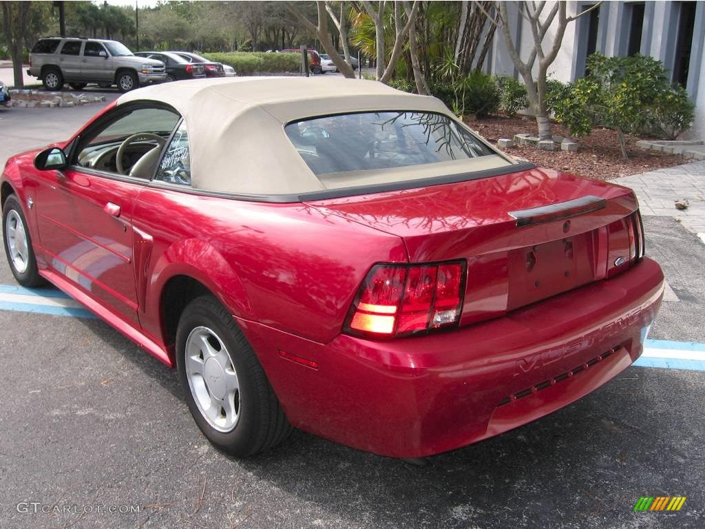 1999 Mustang V6 Convertible - Laser Red Metallic / Medium Parchment photo #6