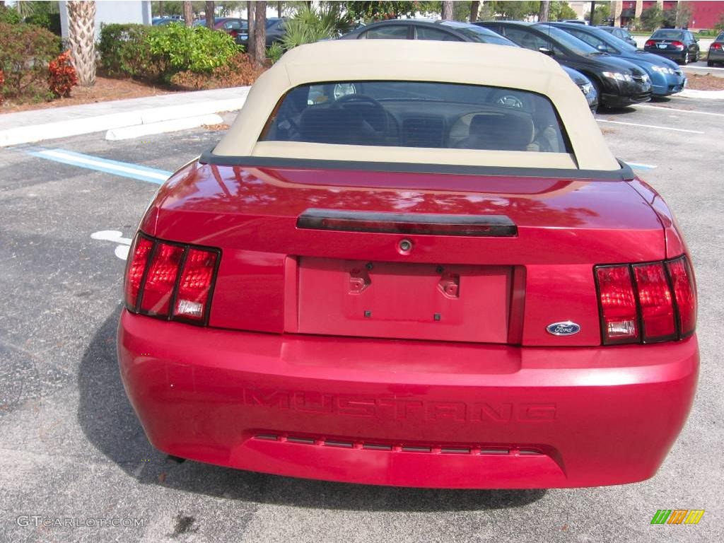 1999 Mustang V6 Convertible - Laser Red Metallic / Medium Parchment photo #8