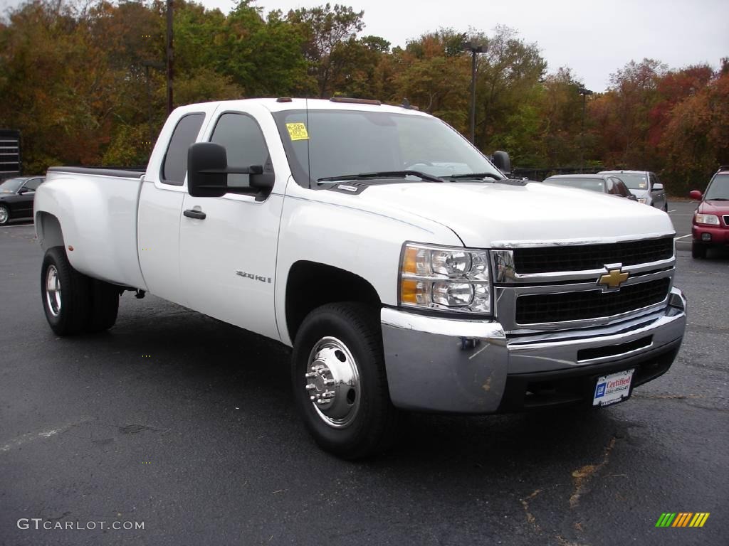 2008 Silverado 3500HD Work Truck Extended Cab Dually - Summit White / Light Titanium/Ebony photo #2