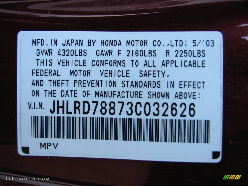 2003 CR-V EX 4WD - Chianti Red Pearl / Saddle photo #23