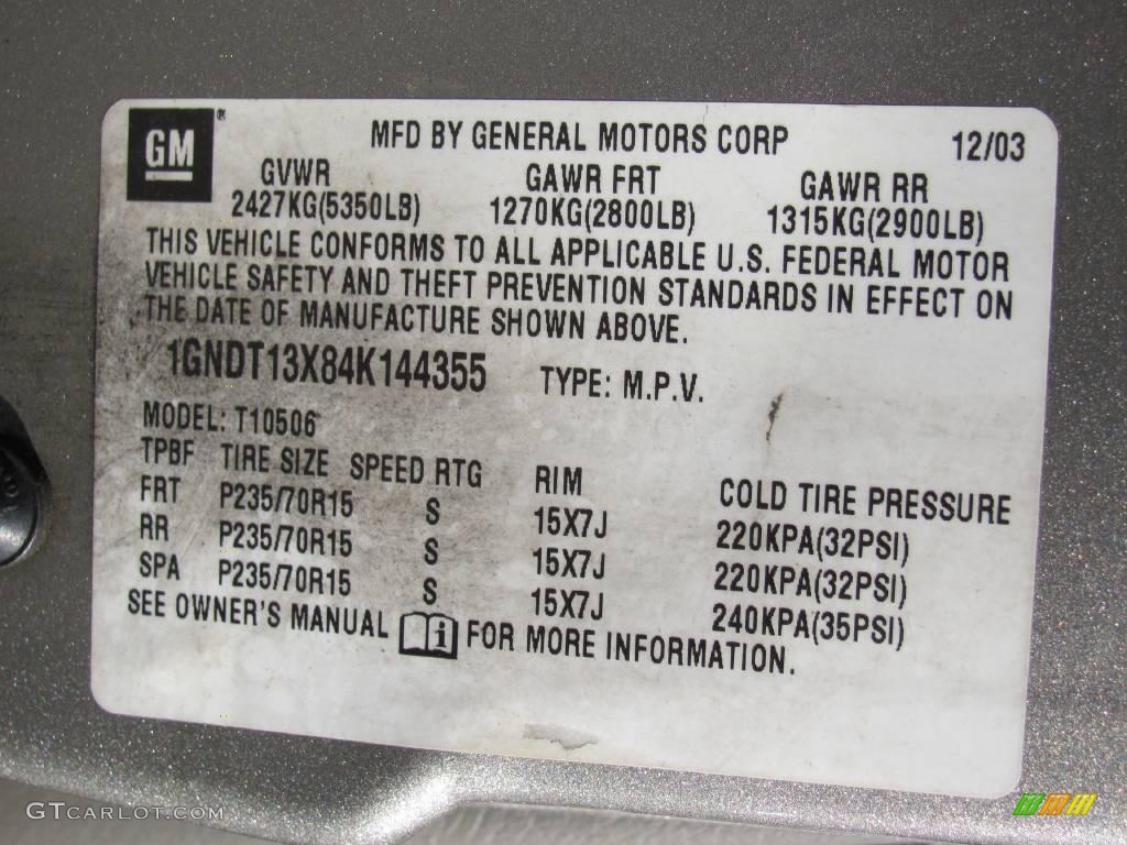 2004 Blazer LS 4x4 - Light Pewter Metallic / Medium Gray photo #14