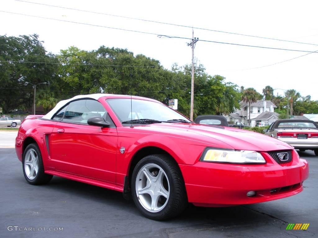 1999 Mustang GT Convertible - Rio Red / Oxford White photo #4