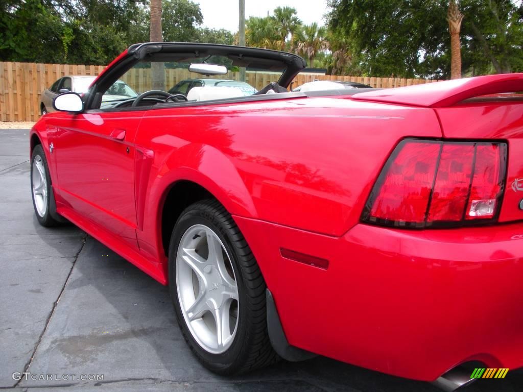 1999 Mustang GT Convertible - Rio Red / Oxford White photo #17