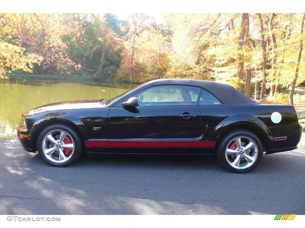 2006 Mustang GT Premium Convertible - Black / Red/Dark Charcoal photo #3