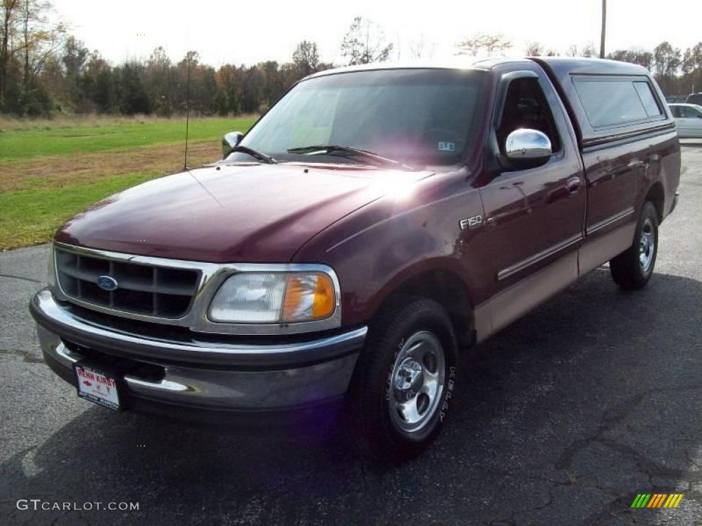 1997 F150 XLT Regular Cab - Dark Toreador Red Metallic / Cordovan photo #2