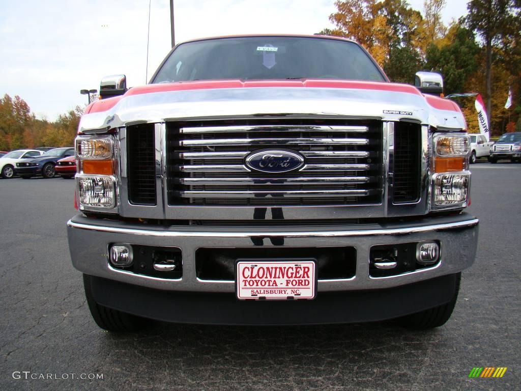 2010 F250 Super Duty Lariat Crew Cab 4x4 - Vermillion Red / Ebony photo #7