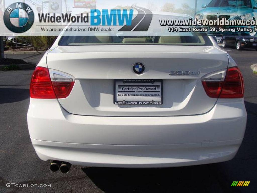 2007 3 Series 328xi Sedan - Alpine White / Beige photo #5