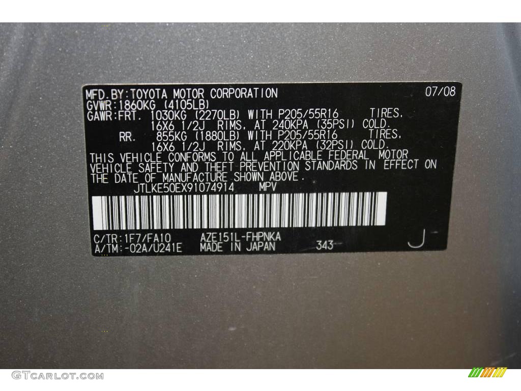 2009 xB Color Code 1F7 for Classic Silver Metallic Photo #20506208