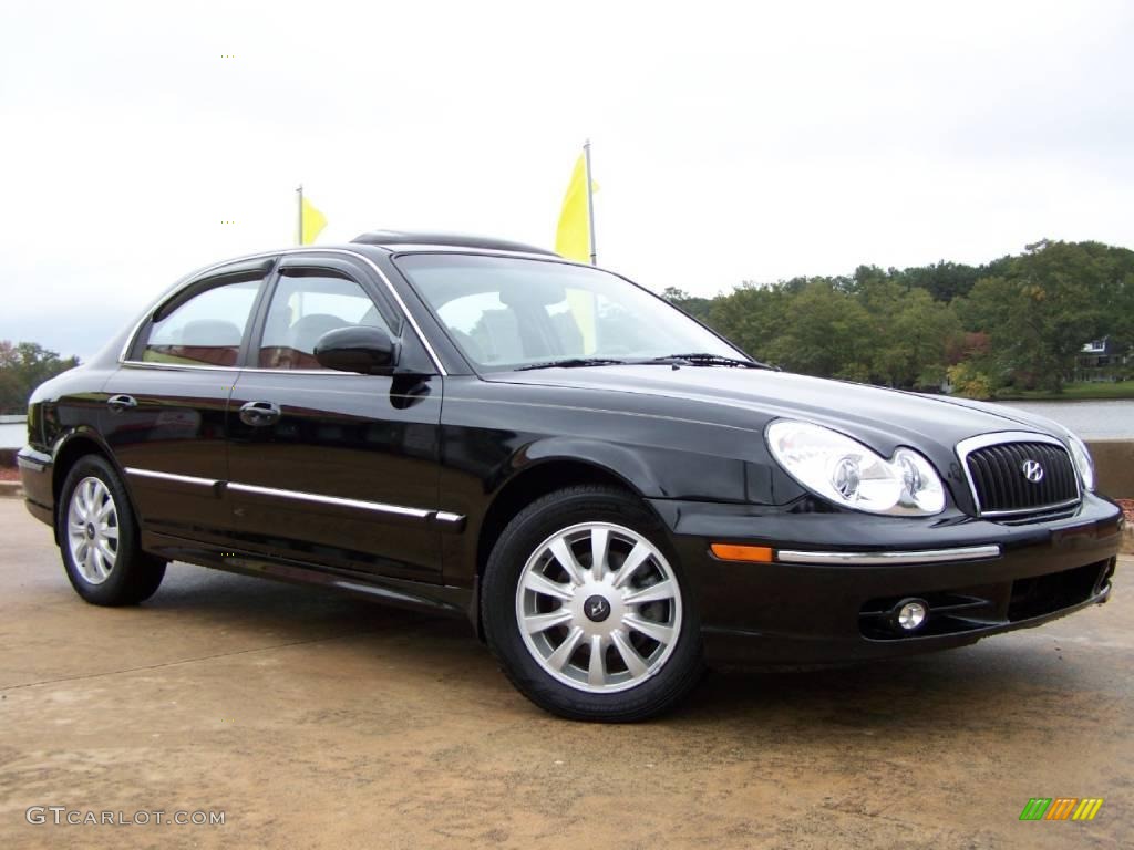 2005 Sonata LX V6 - Ebony Black / Beige photo #1