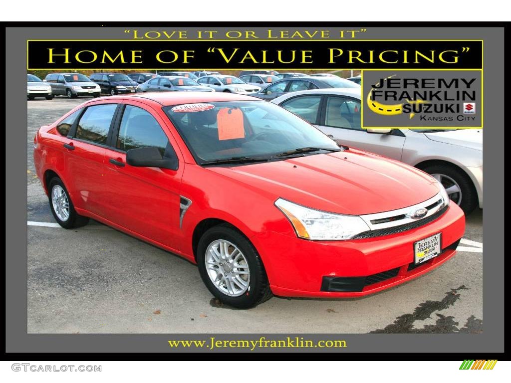 2008 Focus SE Sedan - Vermillion Red / Charcoal Black photo #1