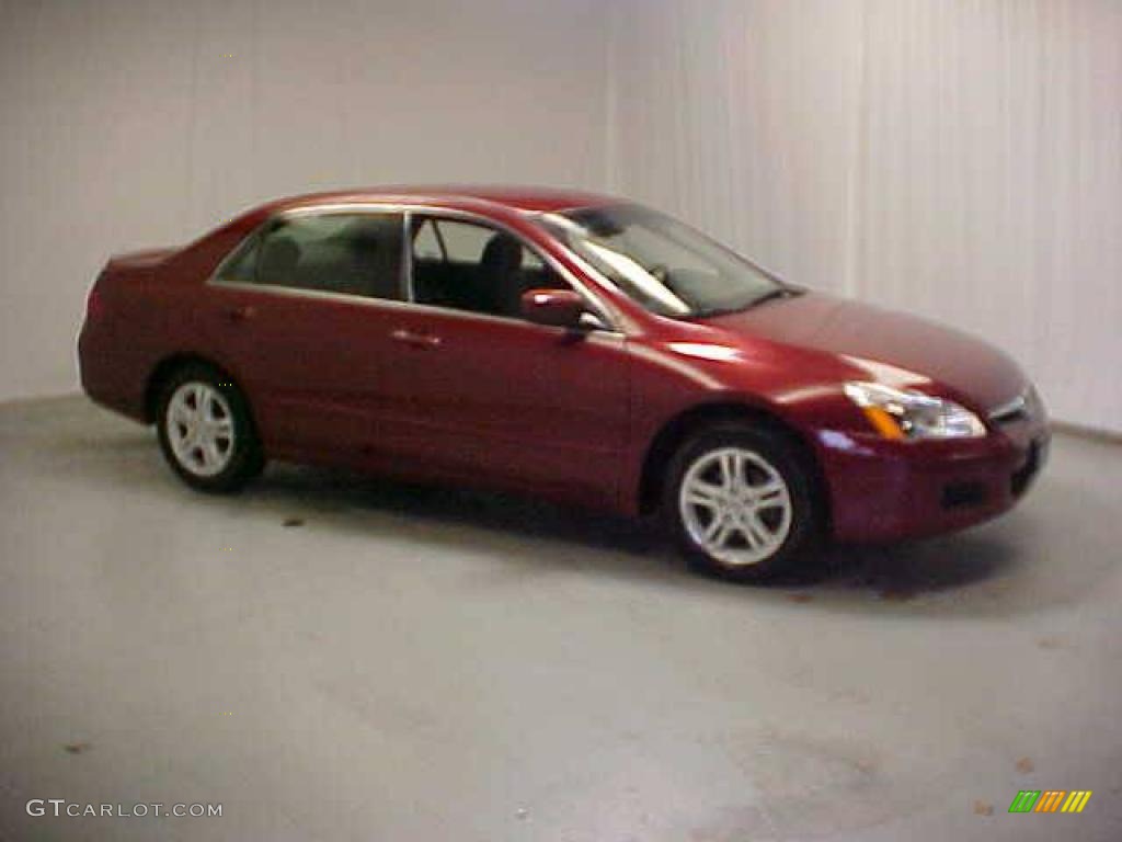 2007 Accord SE Sedan - Moroccan Red Pearl / Gray photo #1