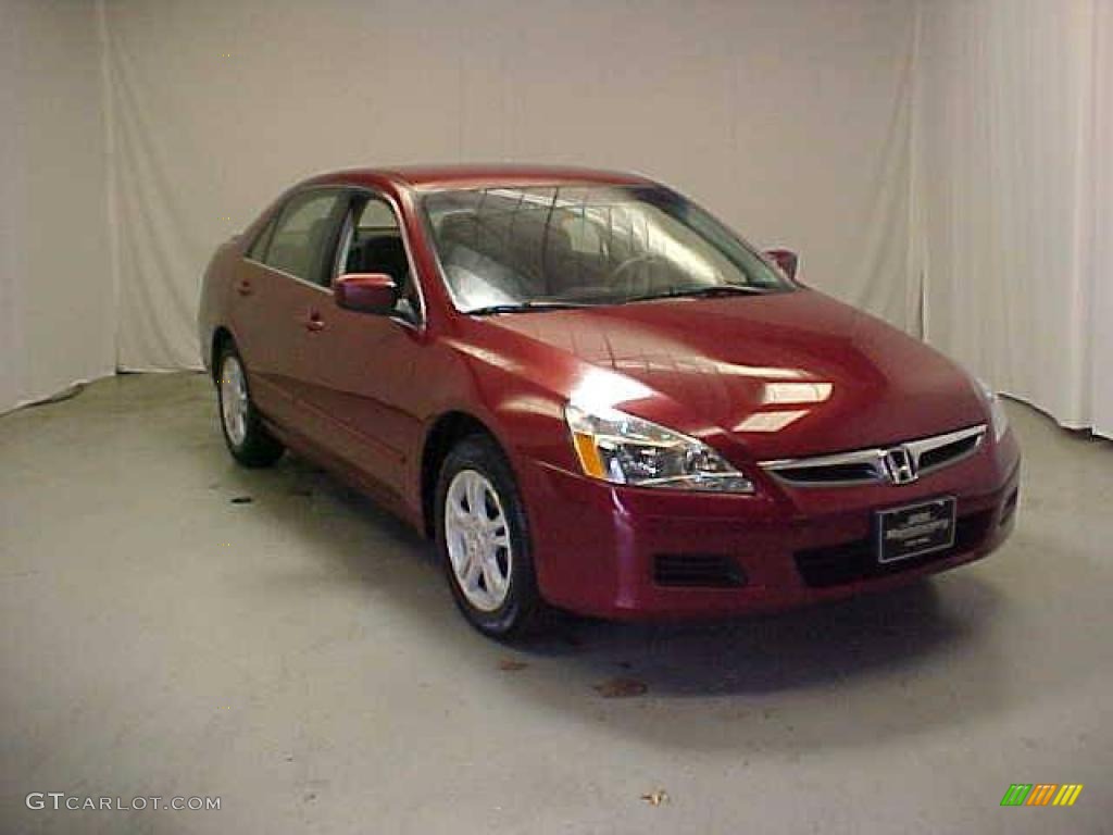 2007 Accord SE Sedan - Moroccan Red Pearl / Gray photo #3