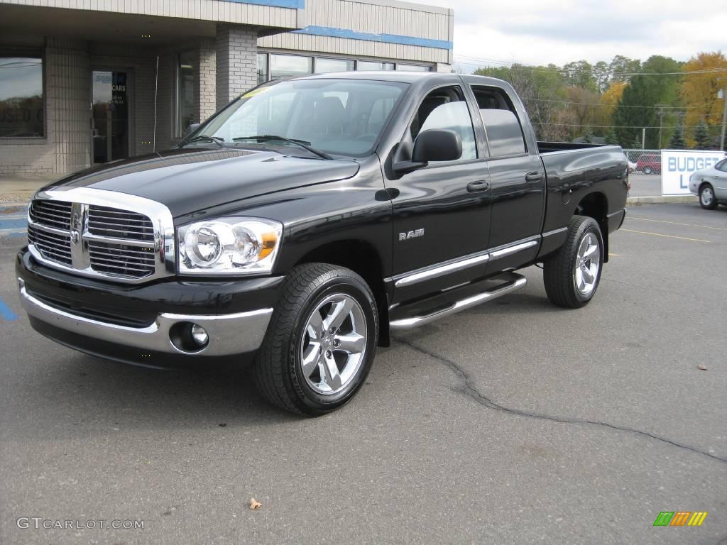 2008 Ram 1500 Big Horn Edition Quad Cab 4x4 - Brilliant Black Crystal Pearl / Medium Slate Gray photo #2