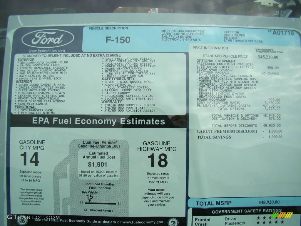 2010 F150 Platinum SuperCrew 4x4 - Ingot Silver Metallic / Sienna Brown Leather/Black photo #14